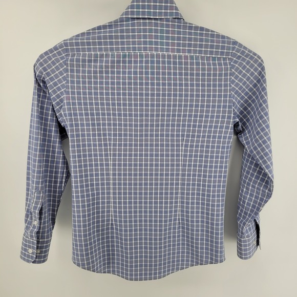 Mizzen+Main Leeward Small Trim Fit Blue Gingham Dress Shirt Mens - Picture 7 of 7